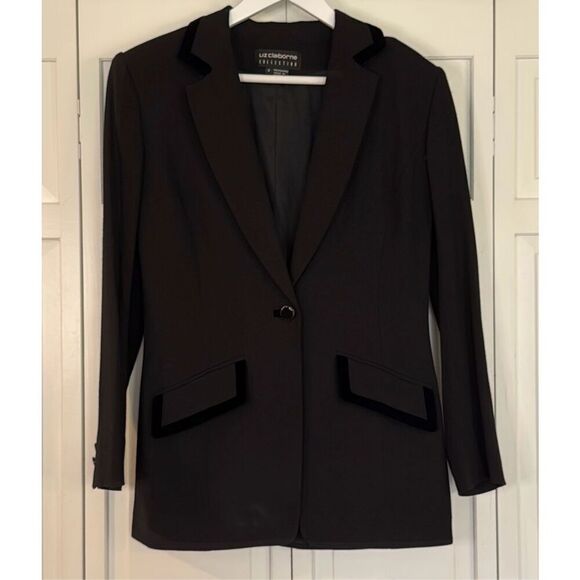 Liz Claiborne Collection Vintage 100% wool velvet trim blazer 6 - Picture 9 of 9